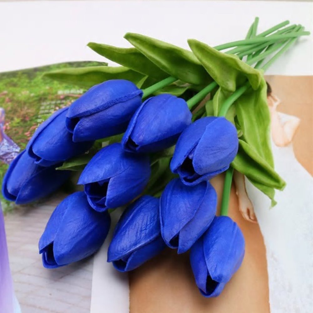 Details 48 tulipanes azules naturales