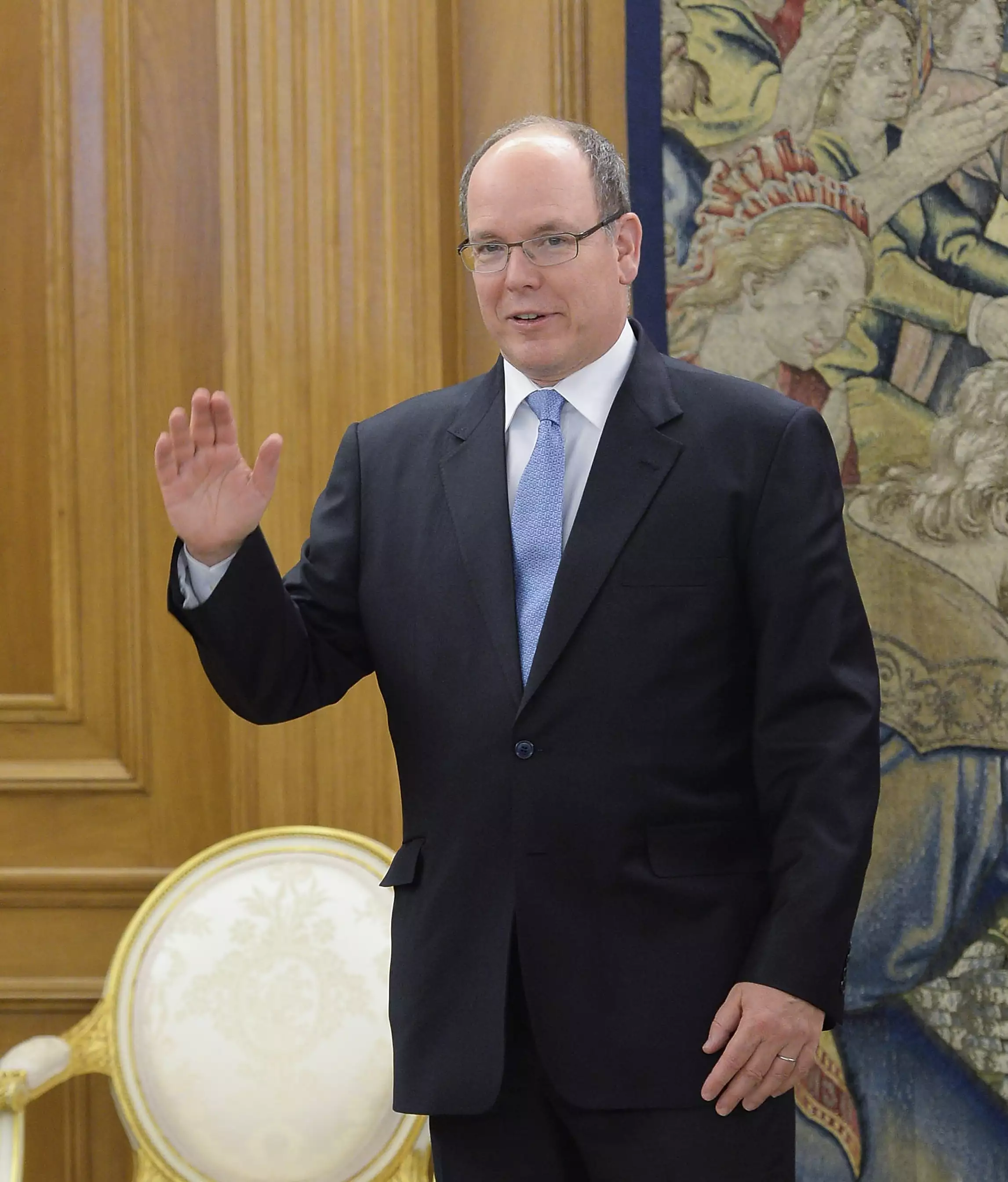 Prince Albert II of Monaco waving at a state function