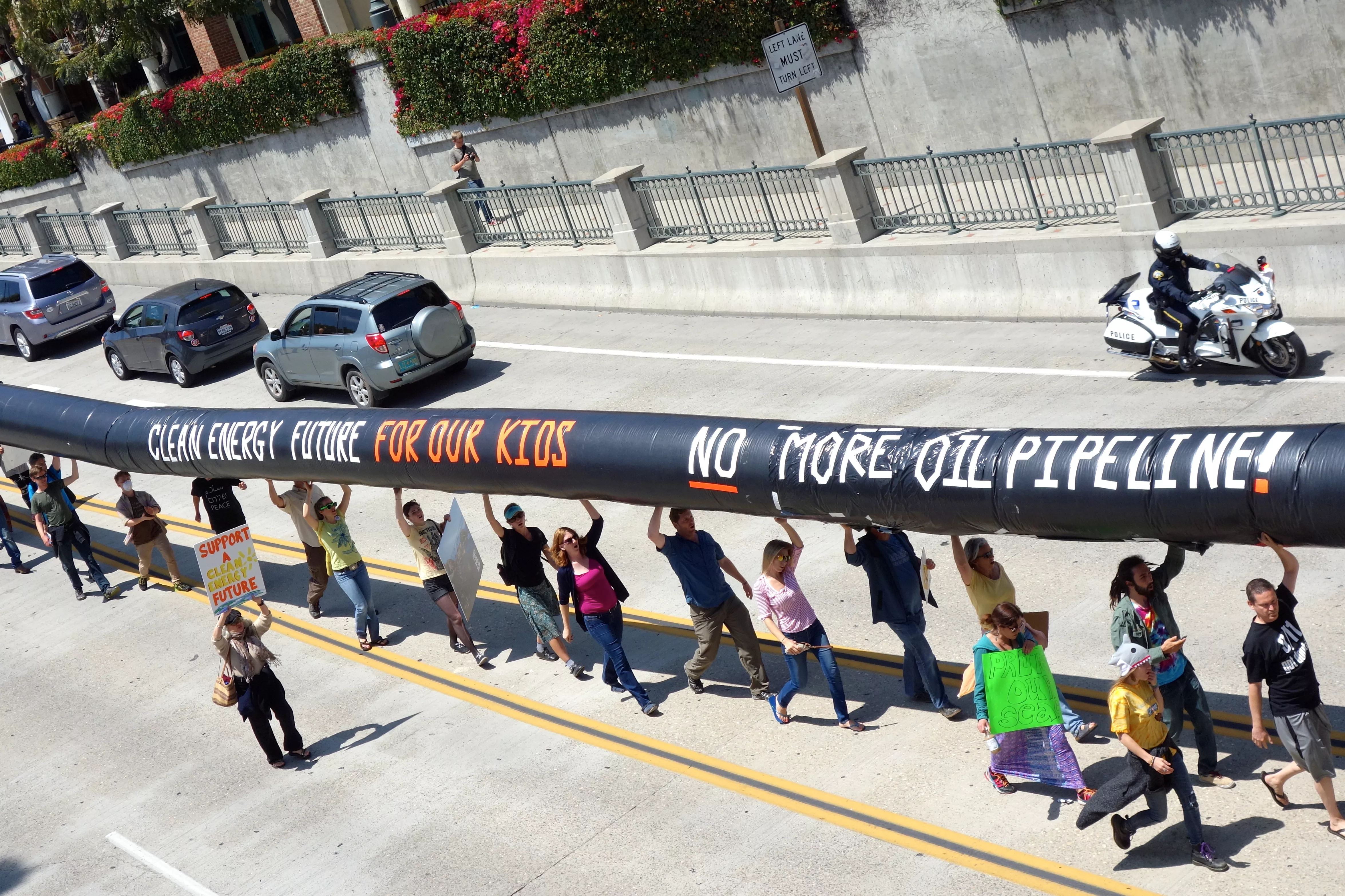 Marchers protesting after the Santa Barbara oil spill.