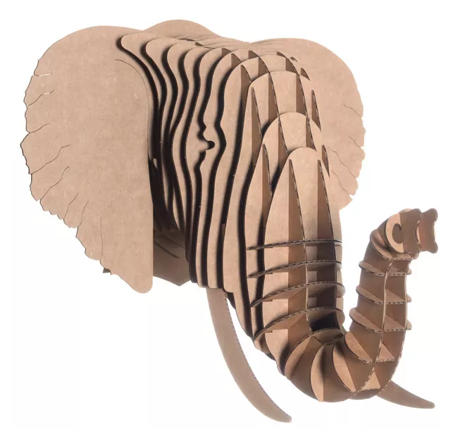 Cardboard elephant head