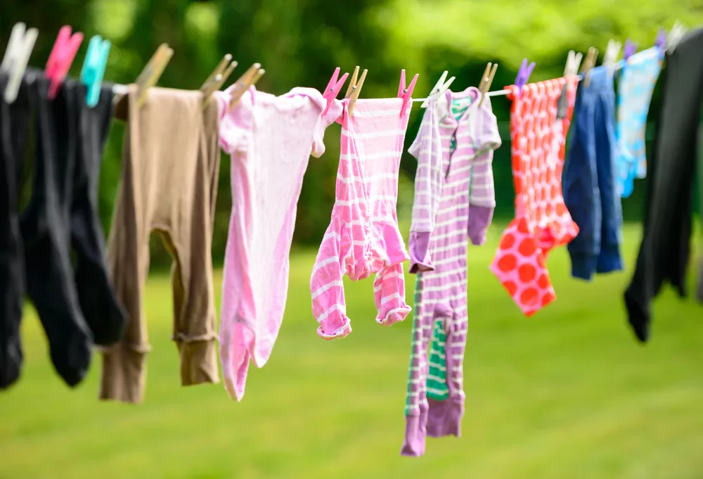 Laundry hanging on clothesline