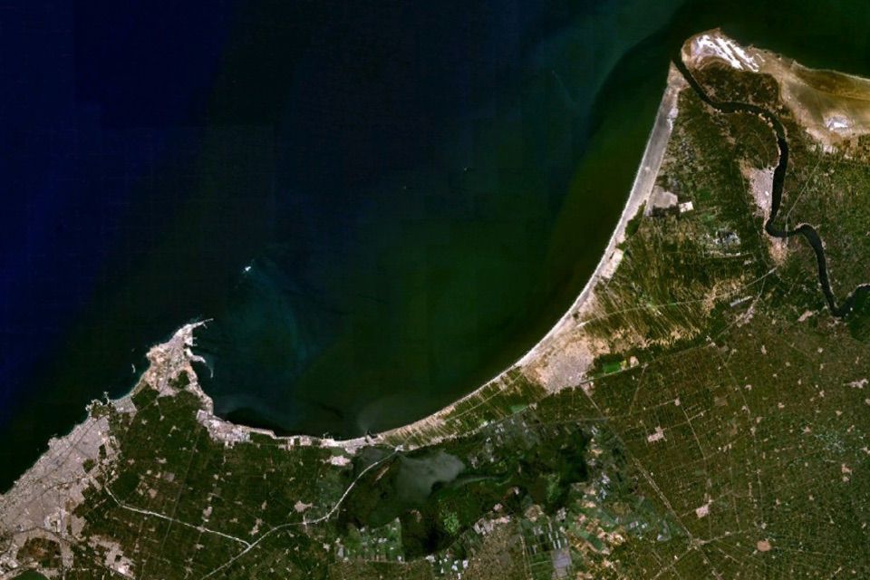 Imagen de satélite de la bahía de Abu Qir donde se encuentran los restos de Heracleion
