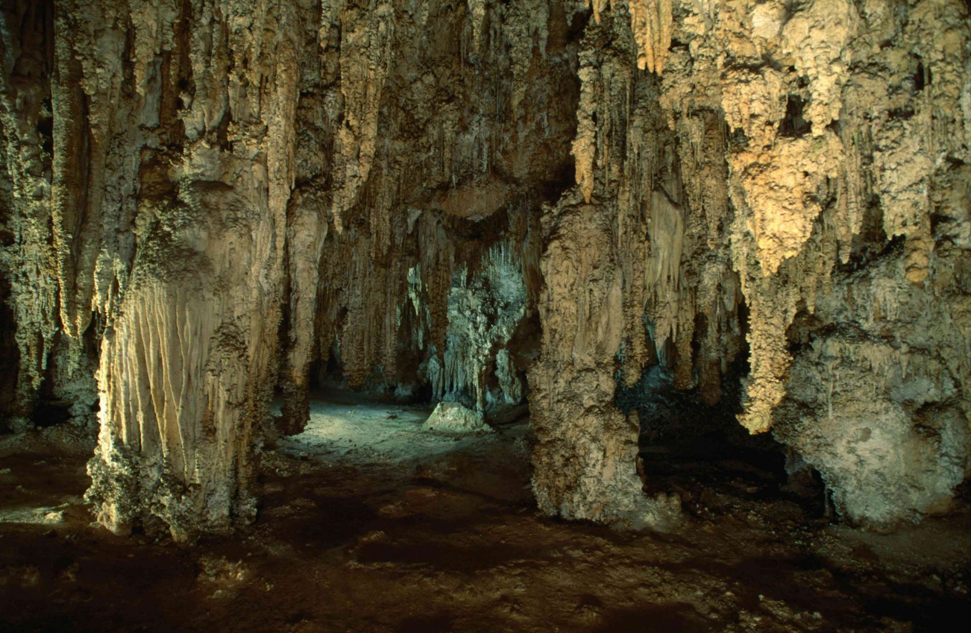 inusuales formaciones rocosas en el interior de la cueva de las Cavernas de Carlsbad