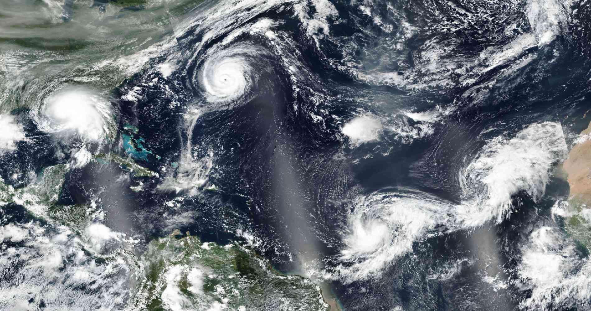 Imagen de satélite de cinco ciclones tropicales en el Atlántico