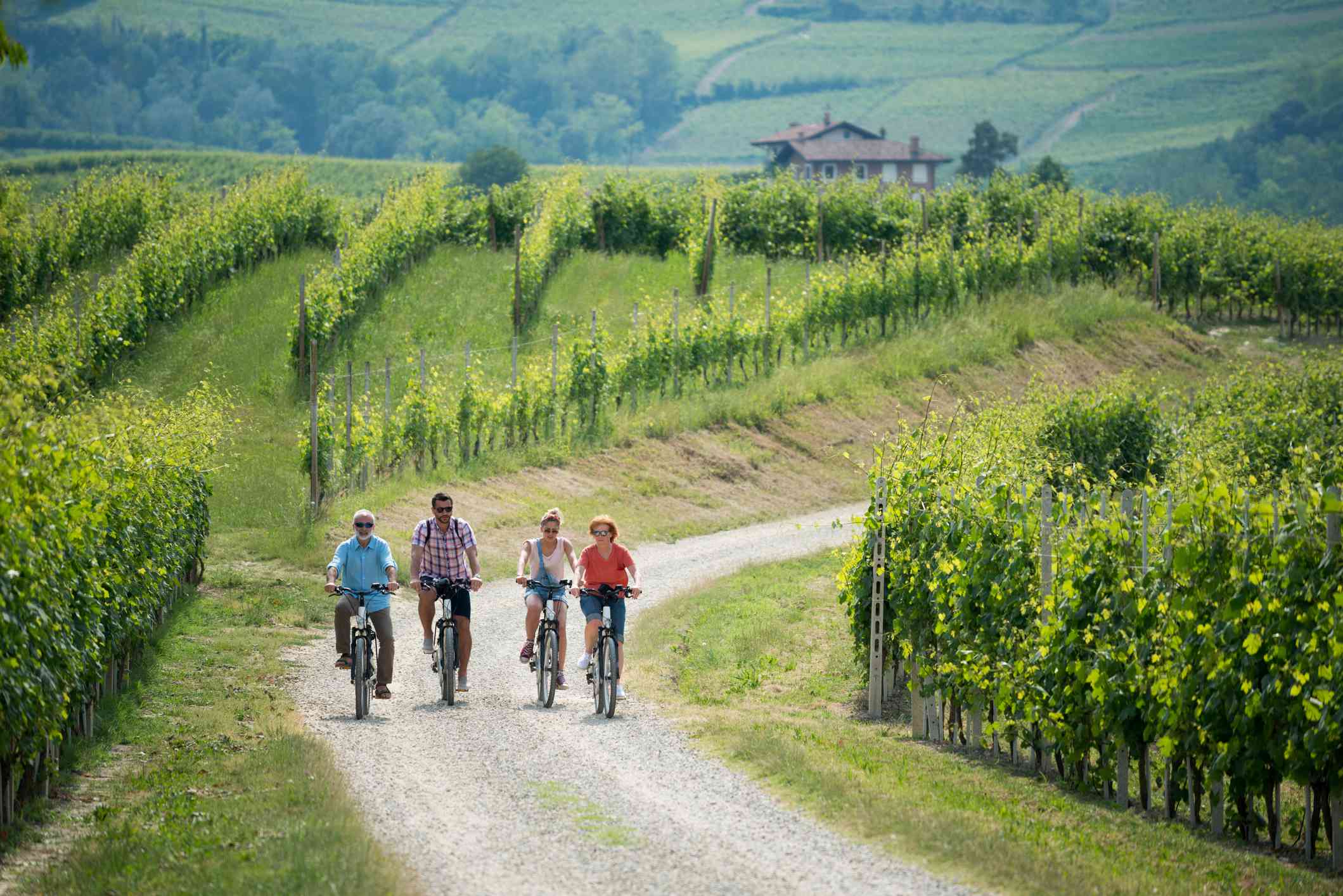 Vacaciones en familia en la región de Langhe, Piamonte, Italia: Viaje en bicicleta eléctrica por las colinas