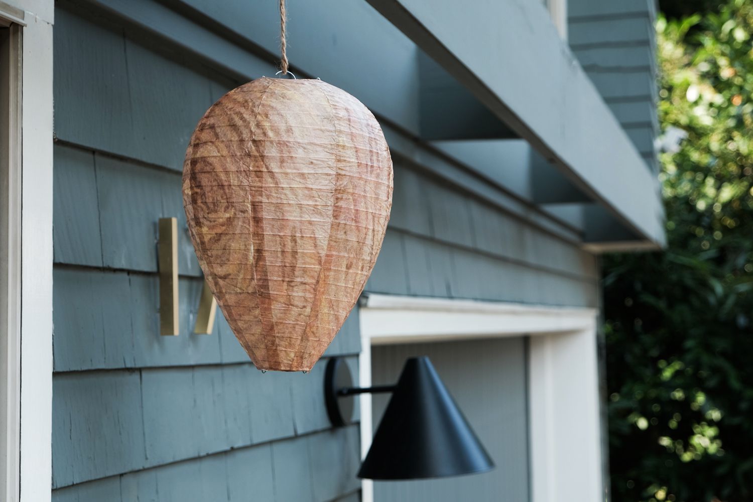 cuelga un falso avispero en el exterior de la casa para evitar que las avispas y los avispones hagan un nido real