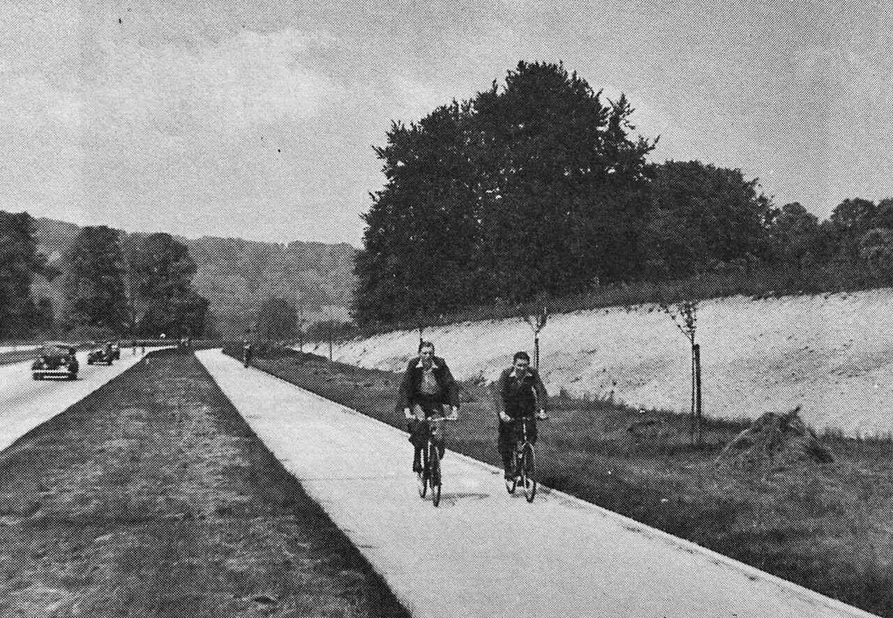 Foto de archivo de un carril bici, Surrey, Inglaterra