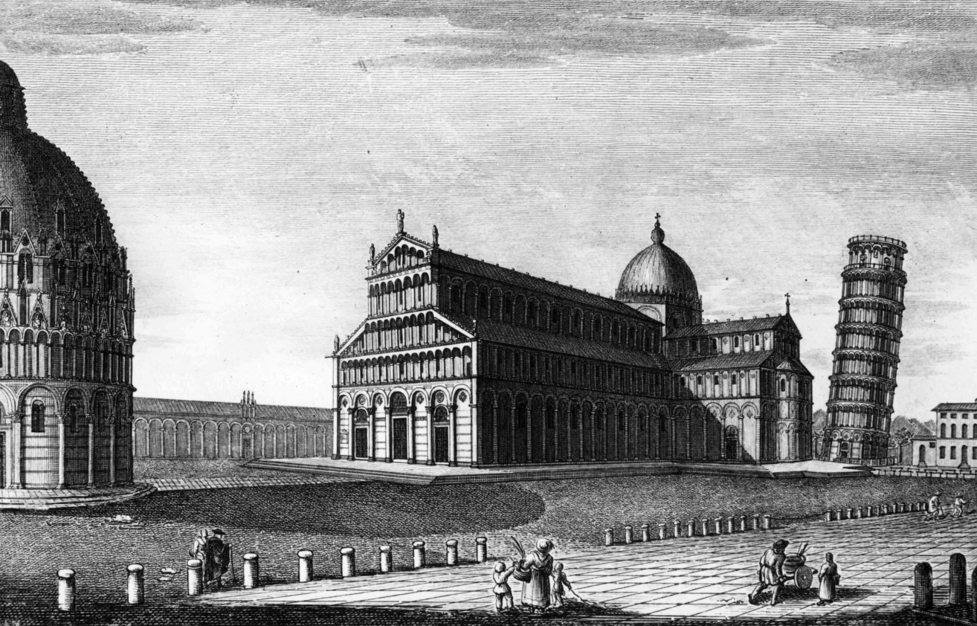 Ilustración de la Torre de Pisa de 1800