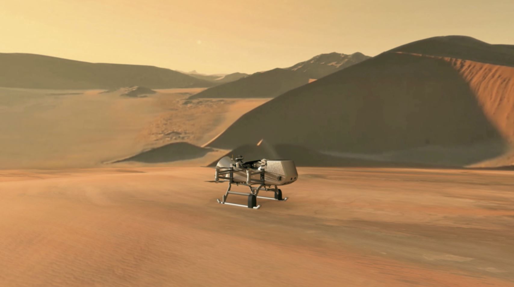 prototipo de nave espacial única de la NASA que se enviará a Titán, una de las lunas de Saturno