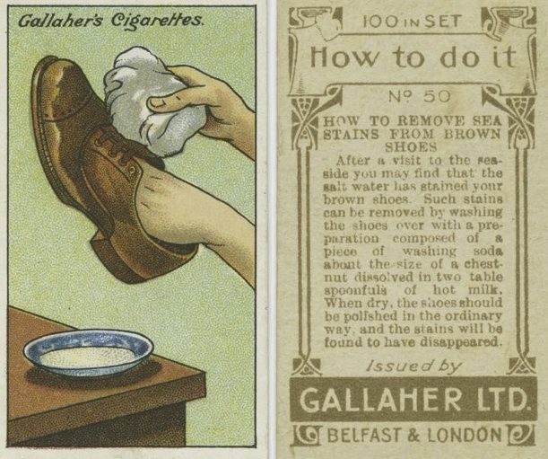 Un anuncio de cigarrillos de hace un siglo muestra la técnica para limpiar los zapatos