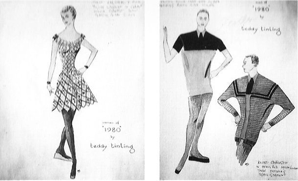 Bocetos de diseños de ropa para hombres y mujeres