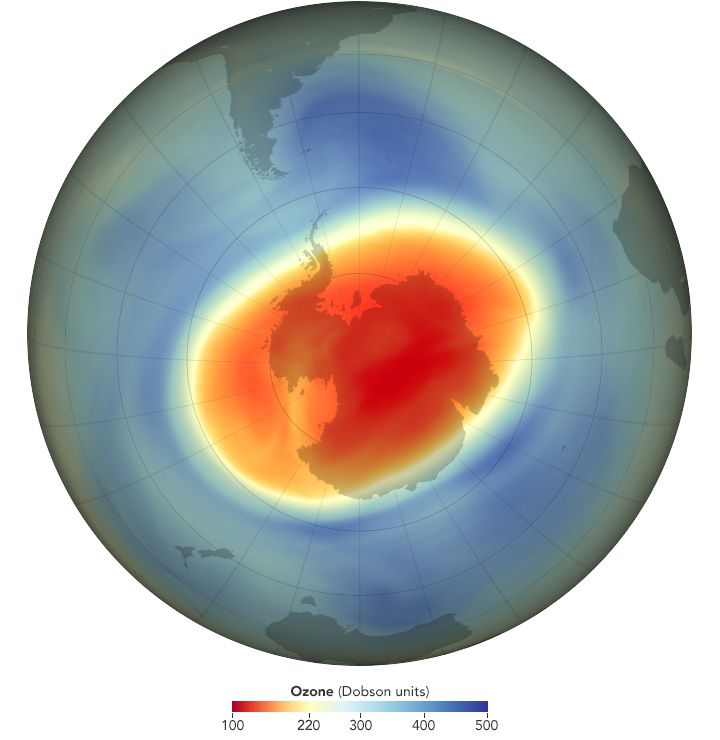 El agujero de ozono de la Antártida en 2020
